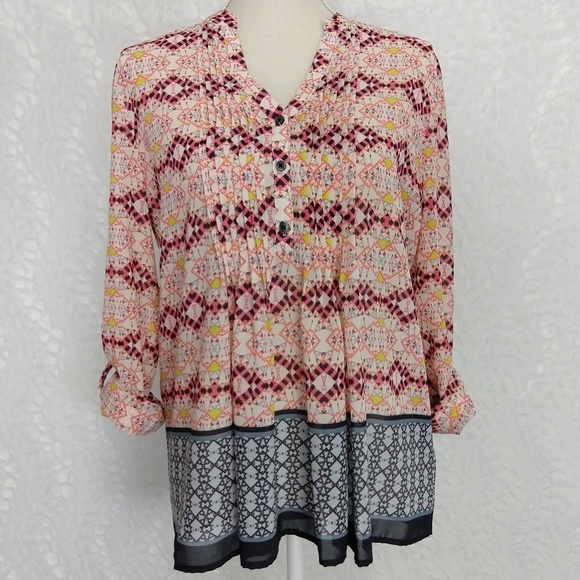 Anthro HD in Paris Kaveri Pintuck Henley Top Sz 8 - Picture 4 of 8